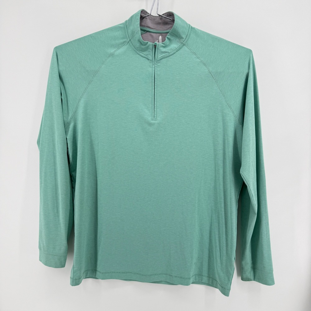 johnnie-O Pullover Mens L Green Heathered Polyester Spandex Quarter Zip